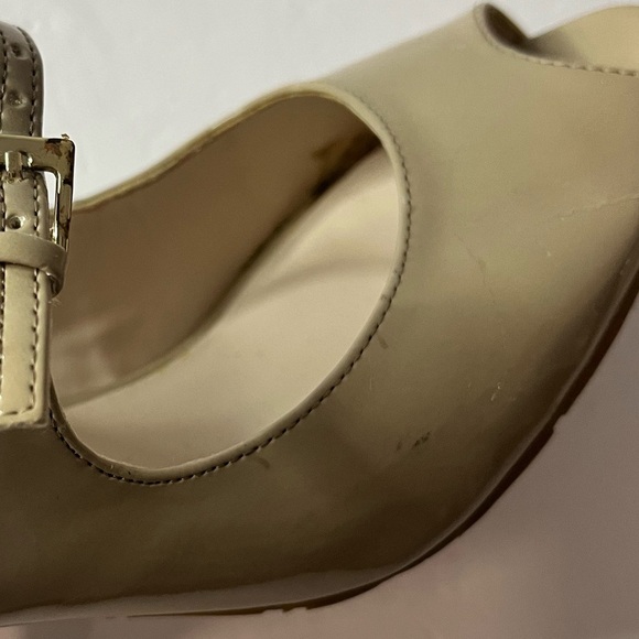 Naturalizer Beige Patent Leather Slingback Peep Toe Heels | Approx. Size 9-9.5 - Picture 7 of 12